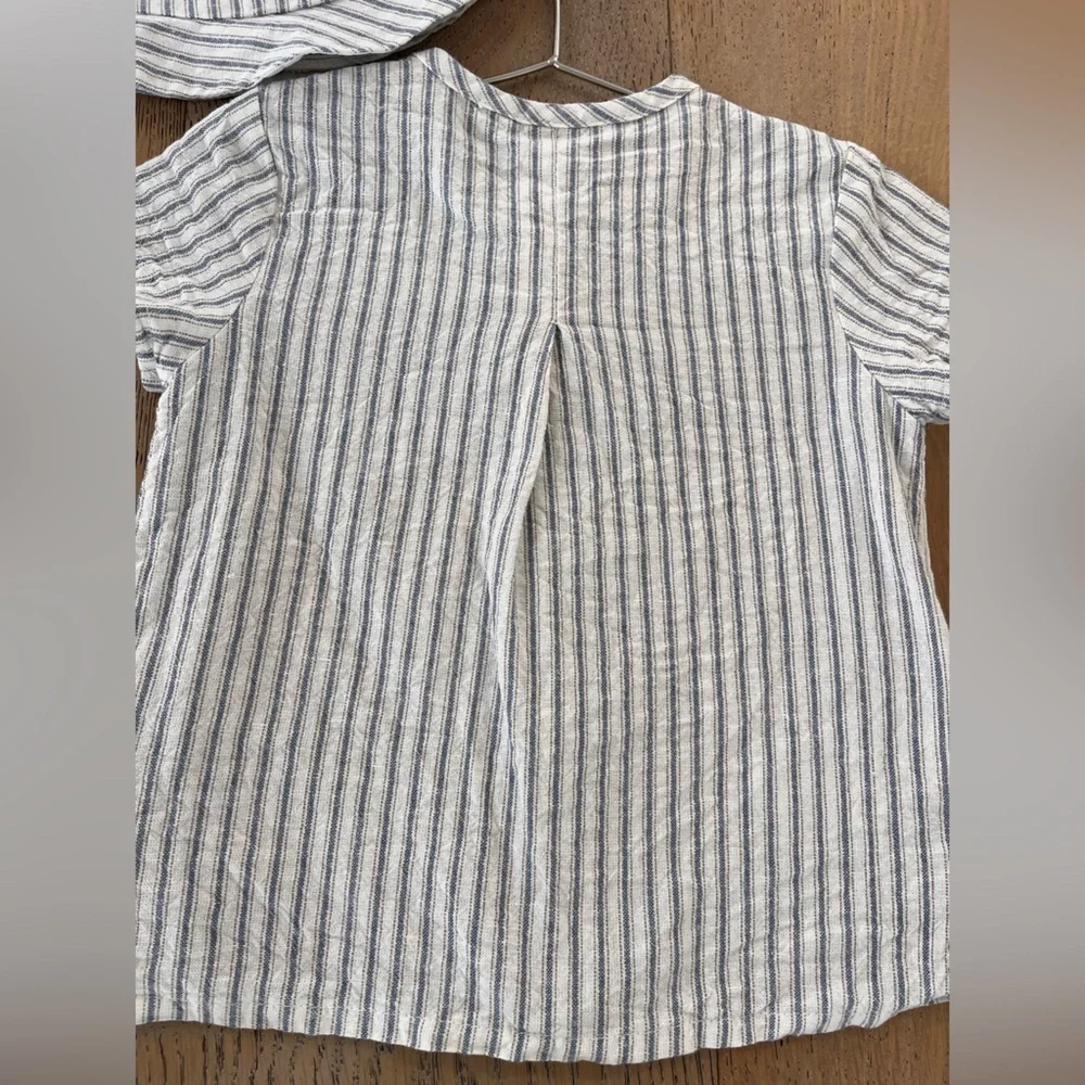 Mayoral 3 piece baby boy linen short set bucket hat striped neutral 12 months - Picture 12 of 12